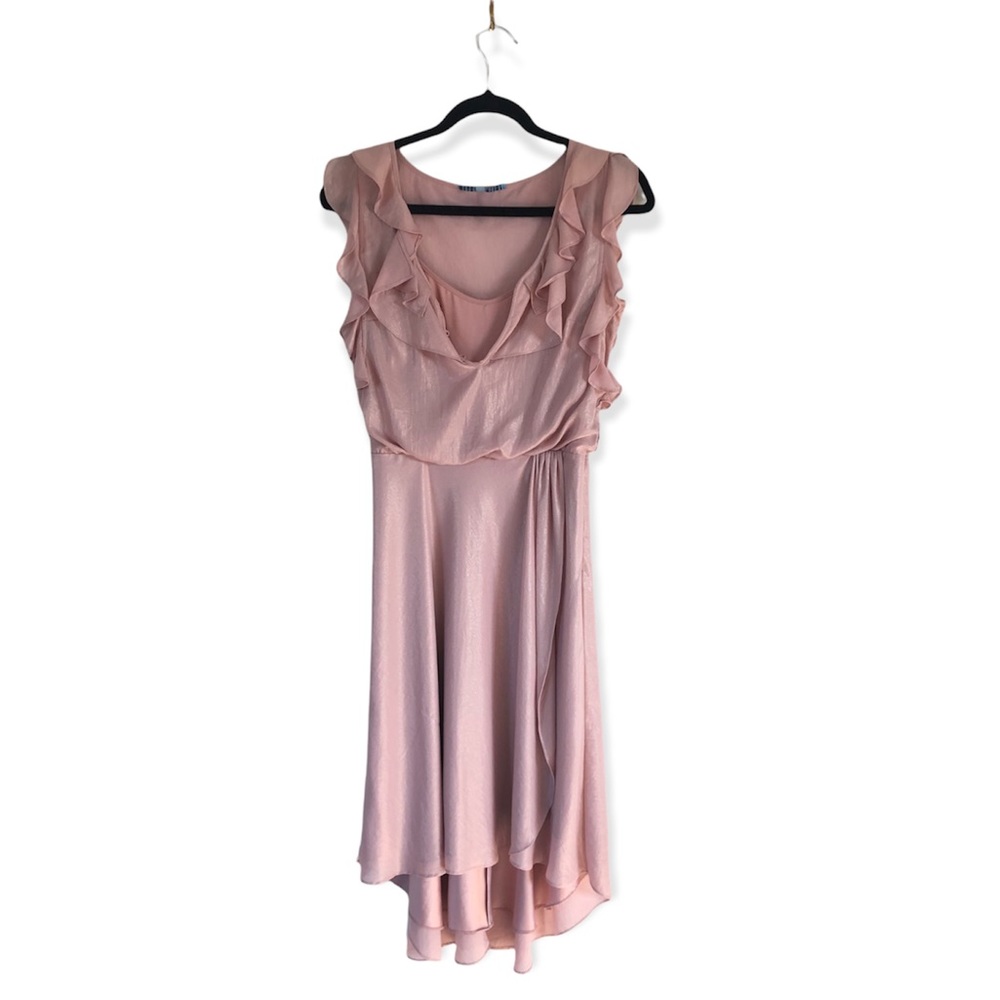 Antonio Milani shimmering pink midi faux wrap dress size 2